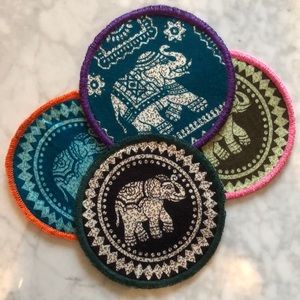 Set of 4 Cloth Coasters in Elephant Print!